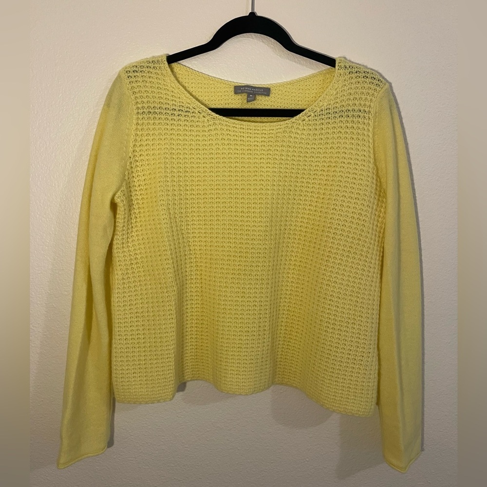 Yellow Knit Long Sleeve Neiman Marcus Cashmere Sweater